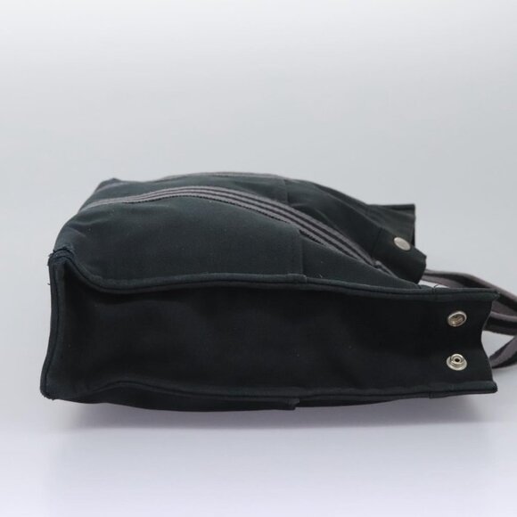 HERMES Fourre Tout MM Hand Bag Canvas Black Gray Silver Auth - Picture 5 of 16